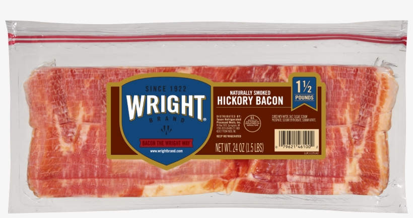 Wright Brand® Thick Sliced Hickory Smoked Bacon, - Wright Bacon, transparent png