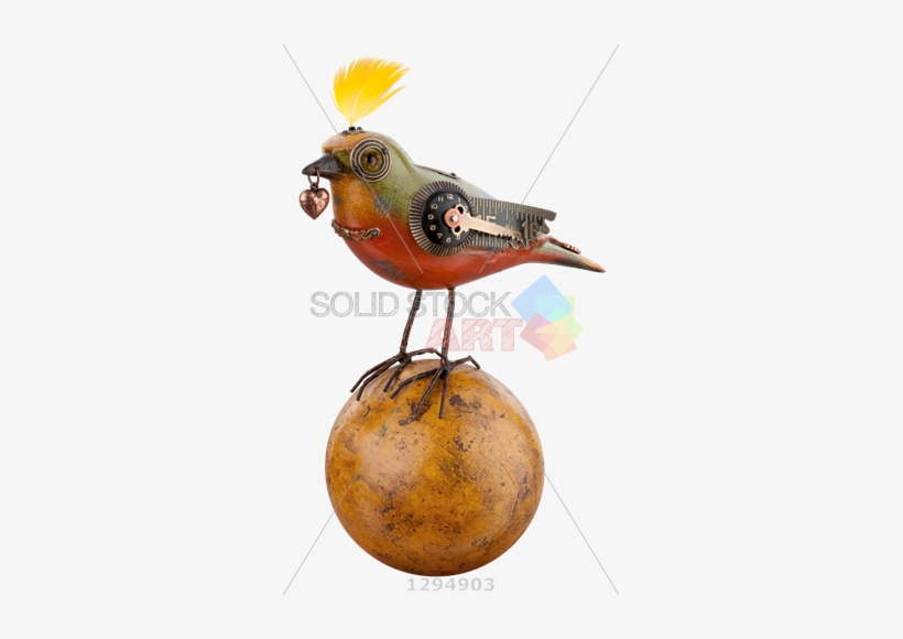Stock Photo Of Steampunk Bird On Brown Orb On Vertical - Oiseau Mecanique, transparent png