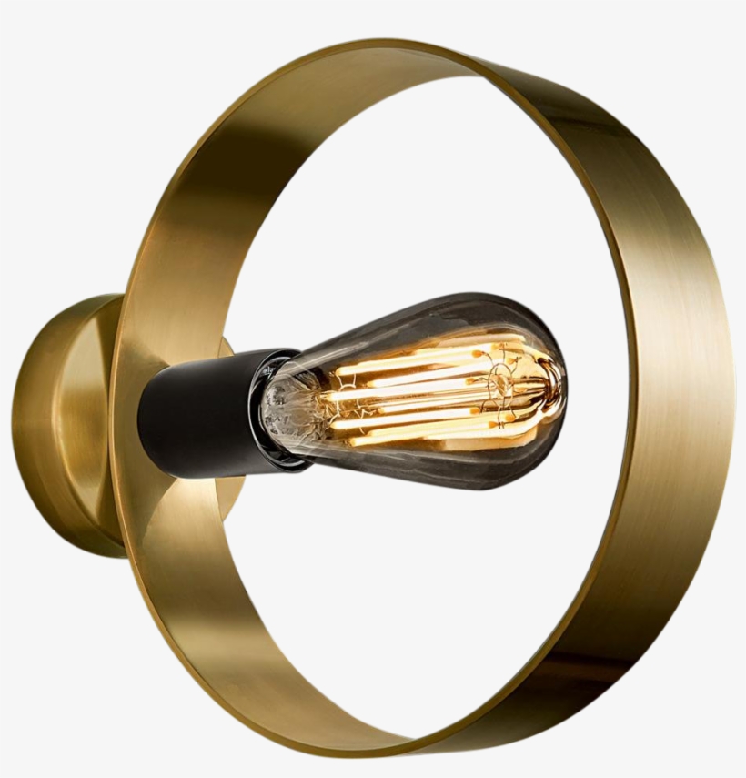 Halo Brushed Brass Wall Light - Brass, transparent png