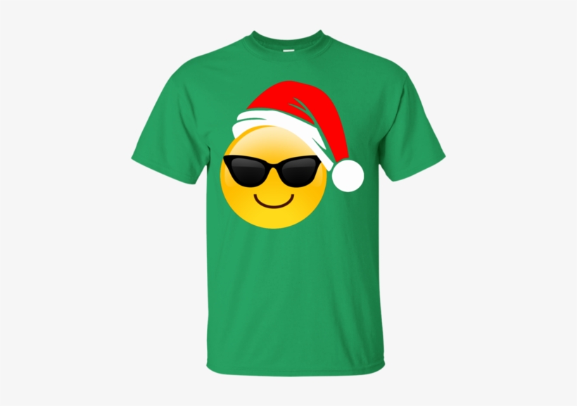 Emoji Christmas Shirt Cool Sunglasses Santa Hat Family - Marcus Allen Pitt Shirt, transparent png