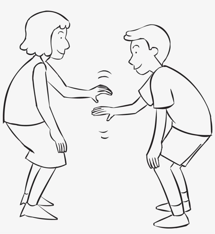 Two People Trying To Tag Each Others Knees In Knee - Line Art, transparent png