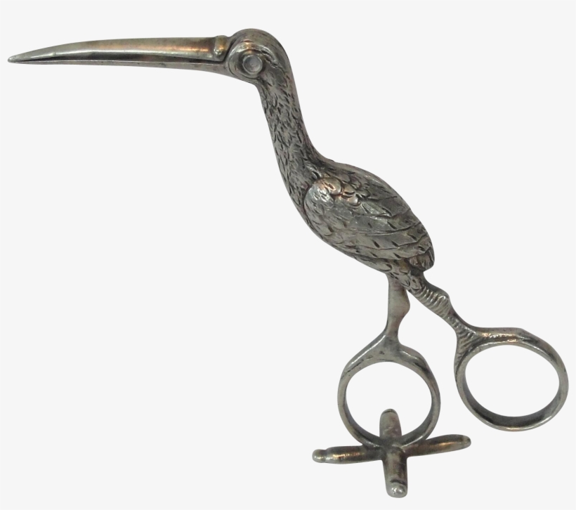 Antique German Sterling Silver Wolf & Kneel Stork Scissor - Limpkin, transparent png