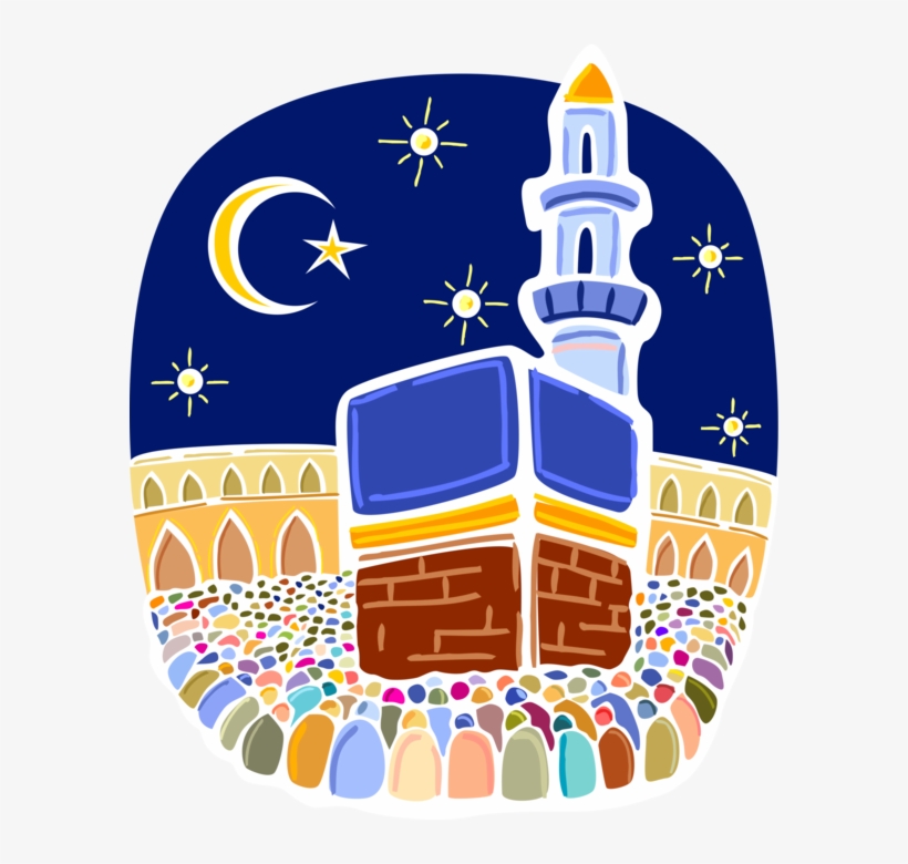 Vector Illustration Of Muslim Hajj Pilgrimage In Al - Hajj Clip Art, transparent png