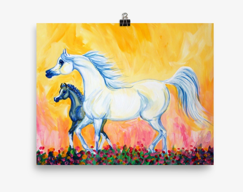 Arabian Mare And Foal Matte Print - Stallion, transparent png