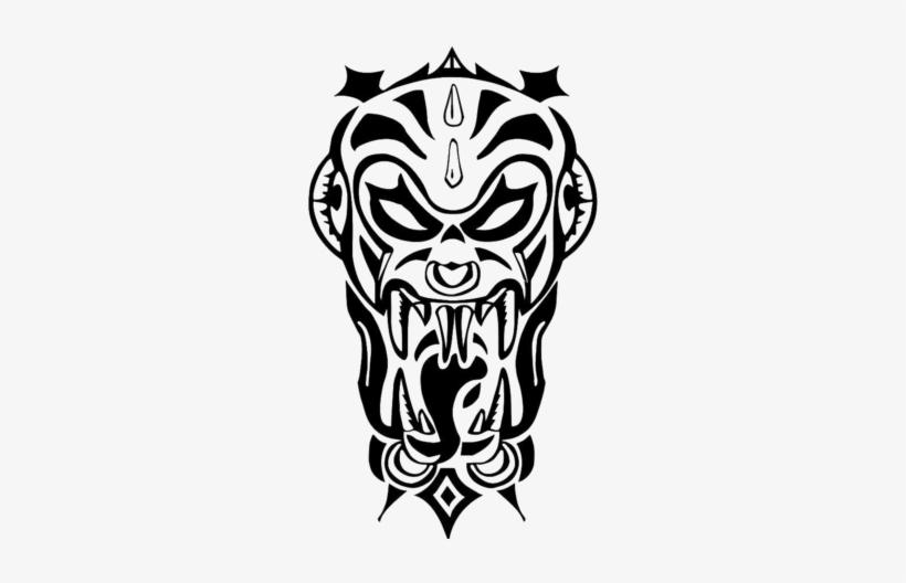 Tribal Demond Large Vampire Black Zombie Temporary - 4x Men / Women Waterproof Fake Totem Temporary Tattoos, transparent png
