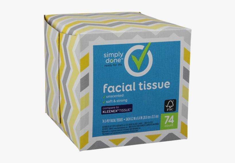Simply Done Unscented Soft & Strong Facial Tissue 74ct - Simply Done Facial Tissue, Unscented, 2-ply - 74 Tissues, transparent png