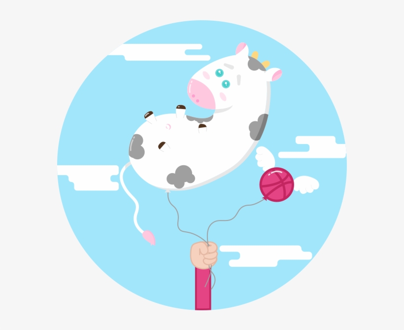 Baby Cow Balloon Adobe Flat Illustration Baby Cow Balloon - Cattle, transparent png