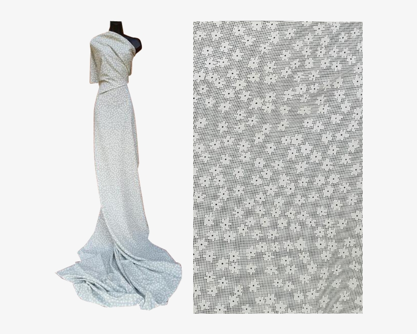 Vintage Silky Flowing Sewing Fabric 3 Yards Green White - Cocktail Dress, transparent png