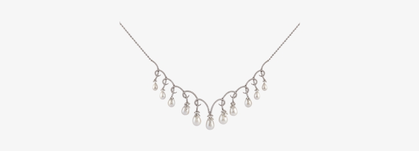 Elegant Diamond Necklace With Hanging Peral Drops - Necklace, transparent png