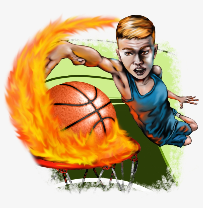 Basketball Fire Boy - Mens Printed T-shirt, transparent png