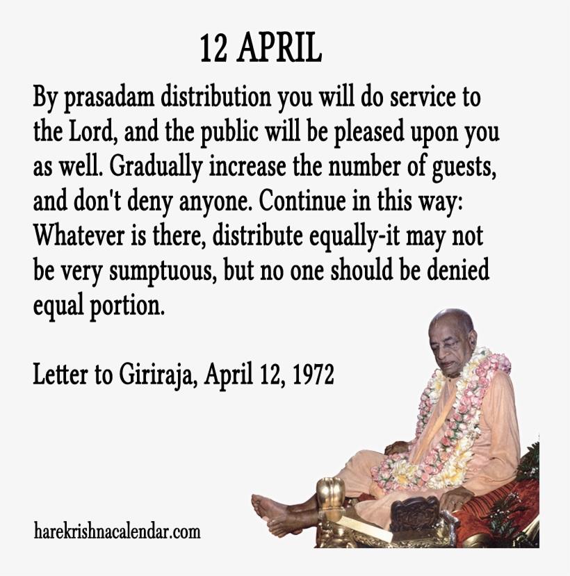 To Get Srila Prabhupada's Daily Quotes Subscribe And - Krishna Prasadam Prabhupada Quotes, transparent png