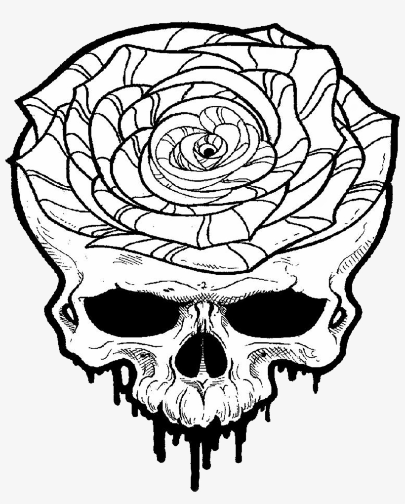 Picture - Skull Tattoo Png Rose, transparent png