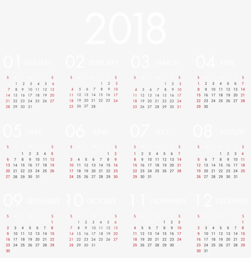 Vector Transparent 2018 Calendar Clipart, transparent png