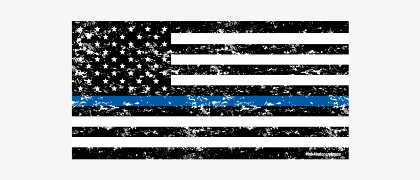 Grunge Thin Blue Line American Flag, transparent png