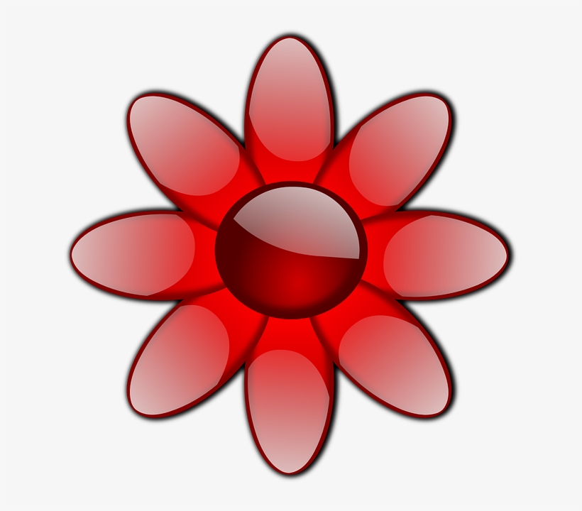 Flower, Red, Glass, Glossy, Glow - Flowers Clip Art, transparent png
