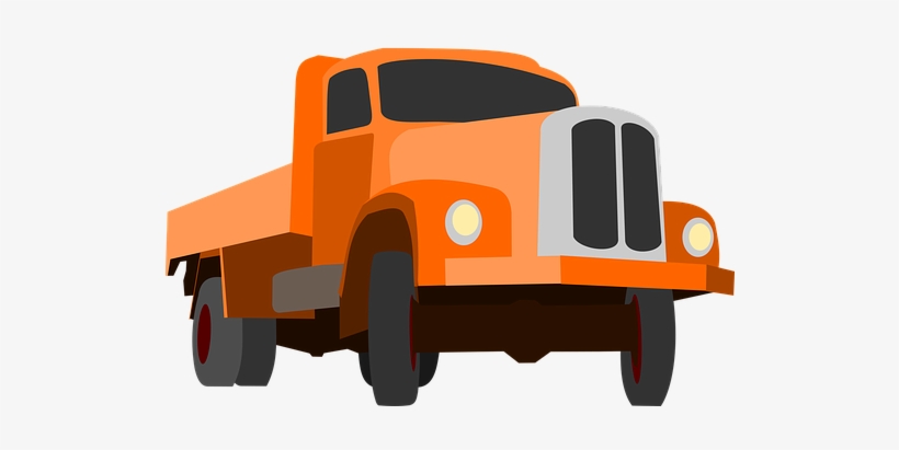 Truck Traffic Cargo Goods Orange Auto Mach - Orange Truck Png, transparent png