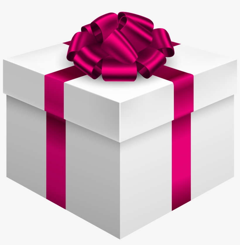 White Gift Box With Pink Bow Png Clipart - White And Pink Gift Box, transparent png