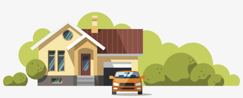 Scroll Down - Modern House Flat Illustration, transparent png