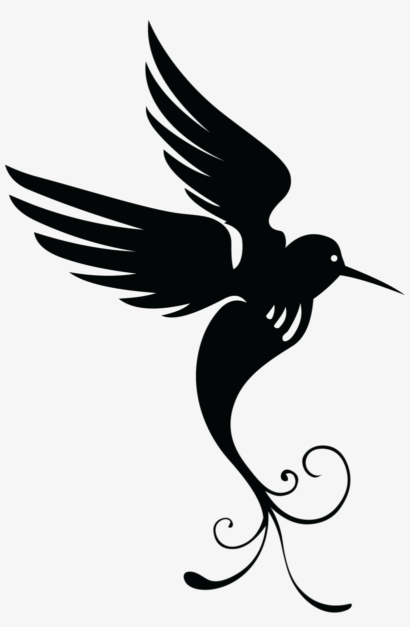Big Image - Black And White Hummingbird Clipart, transparent png