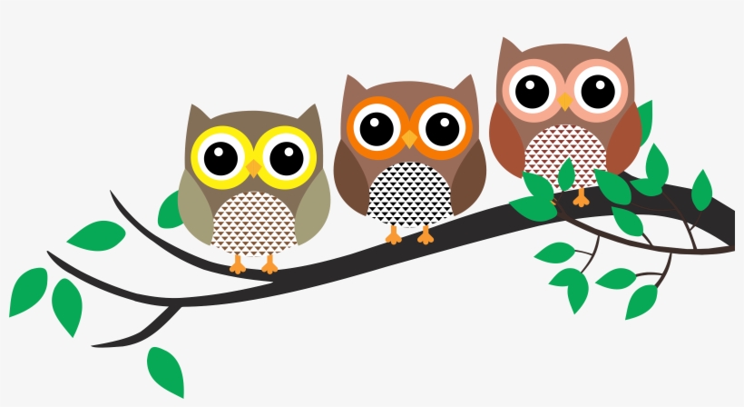 Three Owls In A Tree Svg Black And White - Owl In A Tree Clipart