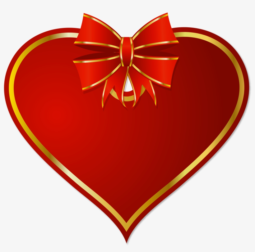 Gold Christmas Bow Png Hearts Red Heart With Clipart - Teth, transparent png