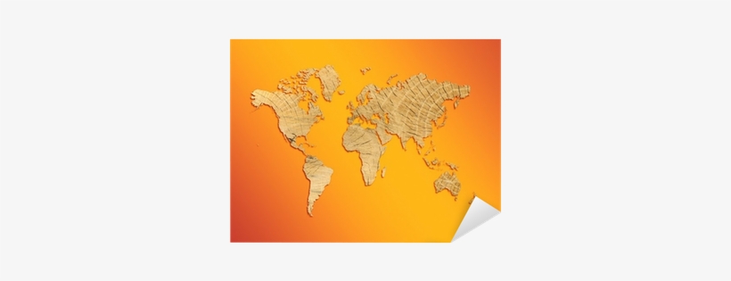 World Map From Texture Of A Tree On An Orange Background - Atlas, transparent png