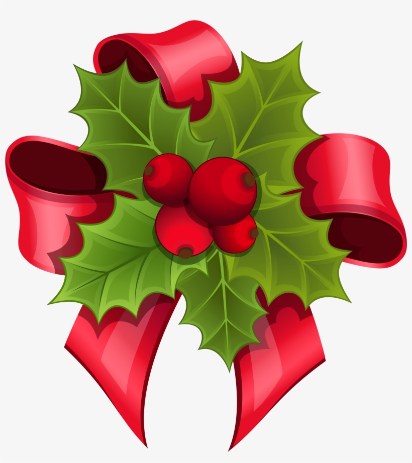 Mistletoe With Red Bow Png Clipart Image - Christmas Day, transparent png