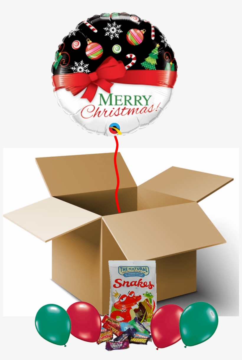 Merry Christmas Red Bow Balloon In A Box - Christmas Foil Balloon - Christmas Red Bow (18") 1pc, transparent png