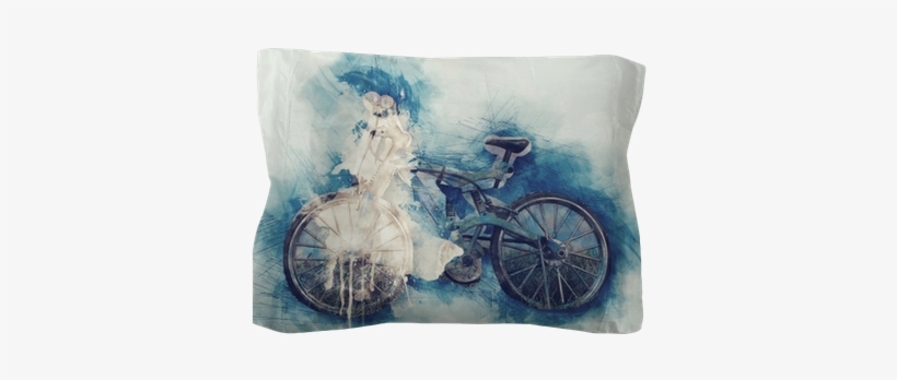 Abstract Bicycle On Watercolor Painting Background - Watercolor Painting, transparent png