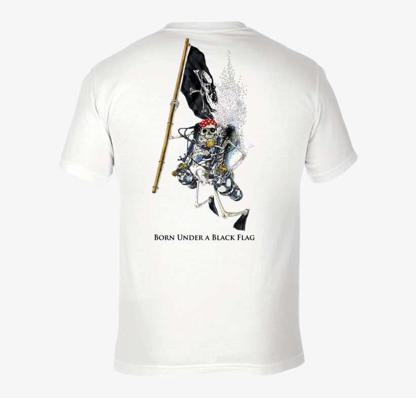 Skeleton Holding Pirate Flag - Active Shirt, transparent png