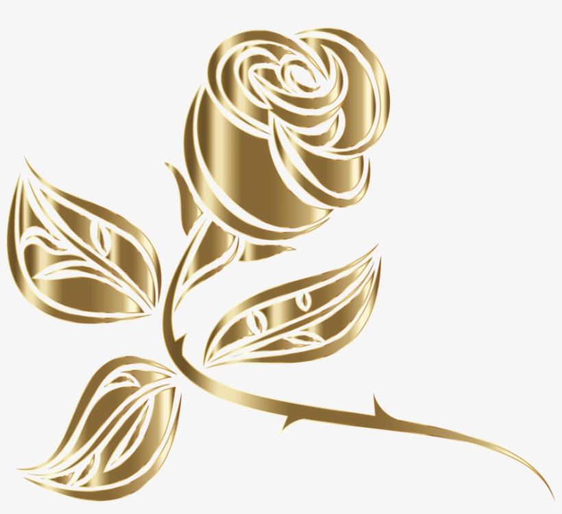 Cut Flowers Rose Thorns Spines And Les Drawing - Роза Золотая Клипарт, transparent png