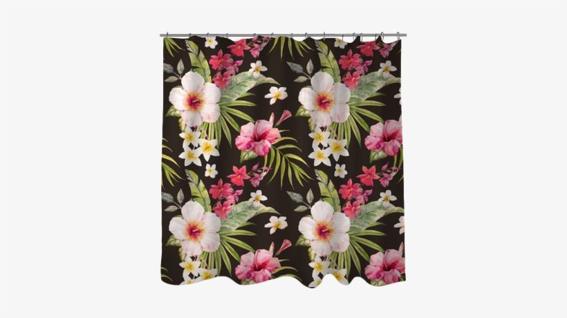 Watercolor Tropical Floral Pattern Shower Curtain • - Watercolor Painting, transparent png