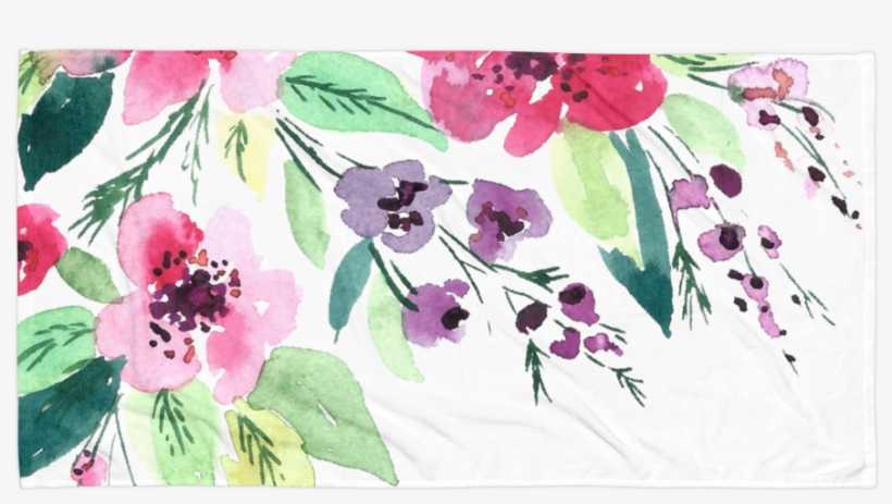 Watercolor Floral Towel - Watercolor Flowers, transparent png