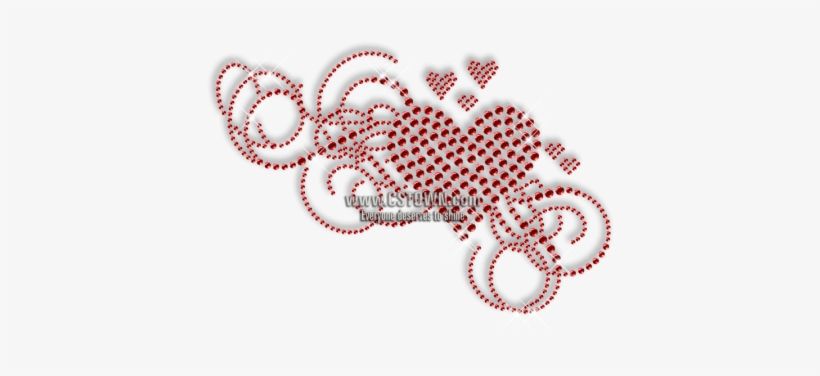 Heart Floral Pattern Hotfix Rhinestone Motif - Rhinestone, transparent png