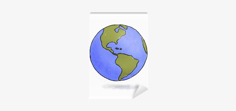 Hand Drawn Sketchy Earth Pencil And Watercolors Wall - Globe, transparent png