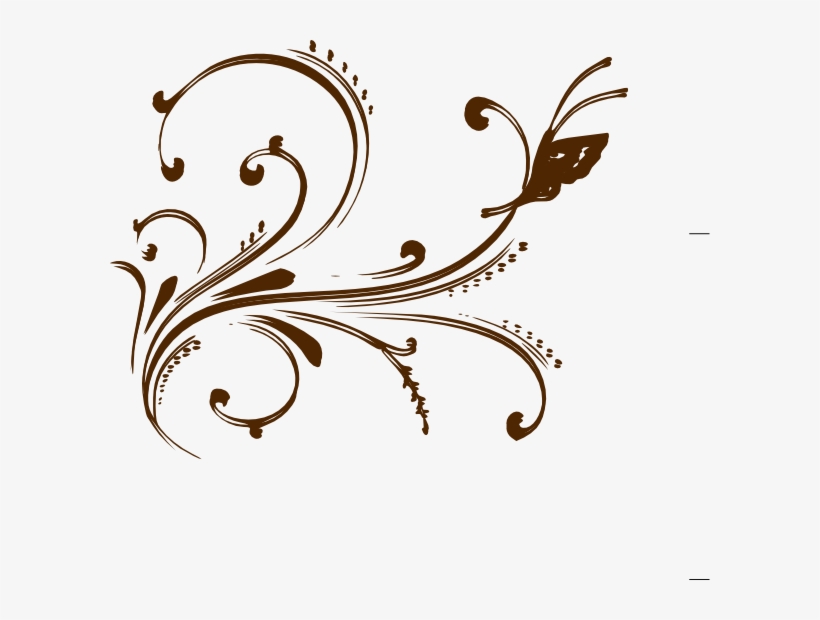 Brown Floral Design With Butterfly Svg Clip Arts 600, transparent png