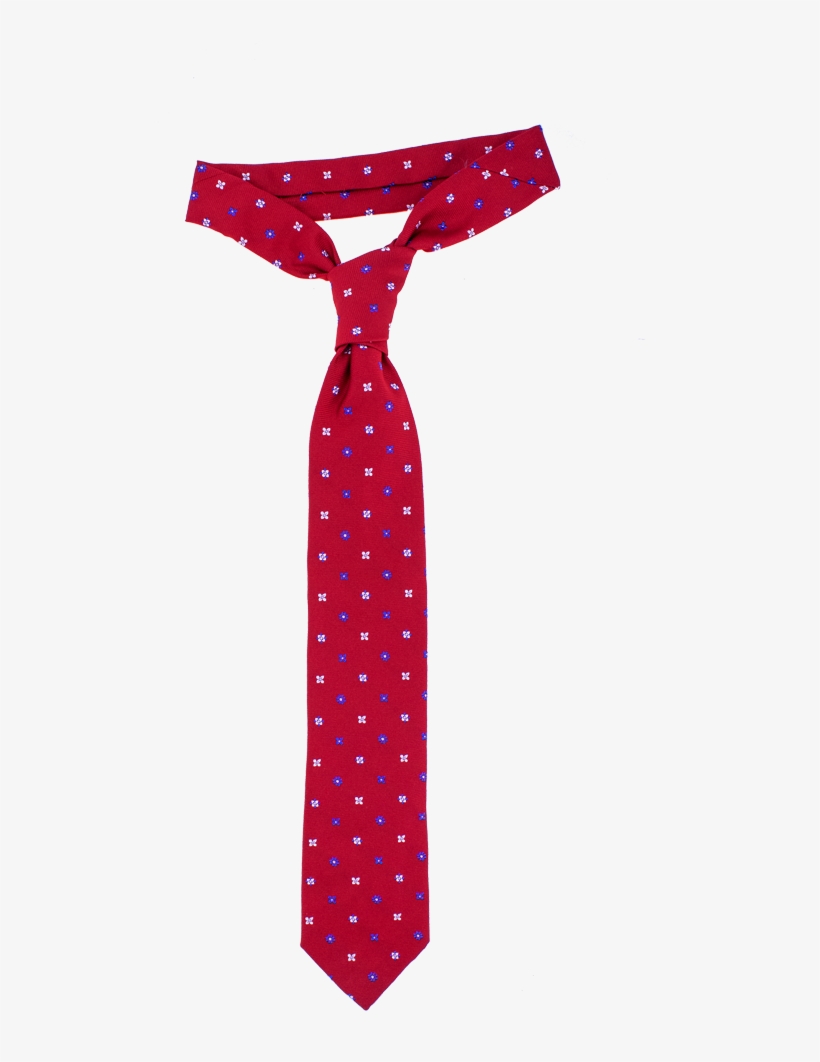 Red Necktie With Blue And White Floral Pattern - Polka Dot, transparent png
