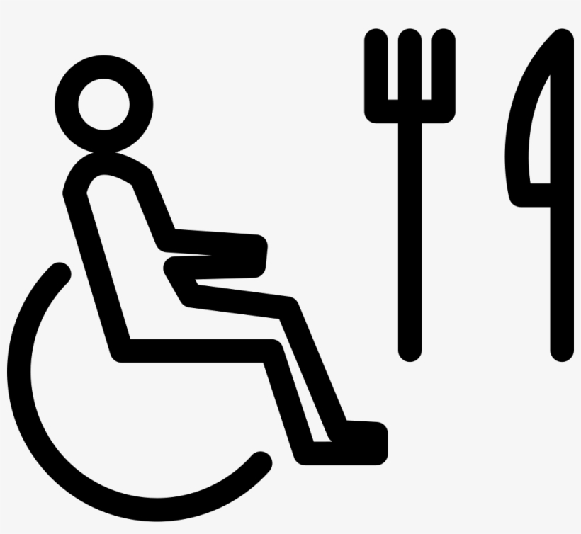 Person On Wheel Chair Outline With Fork And Knife Comments - Wheelchair, transparent png