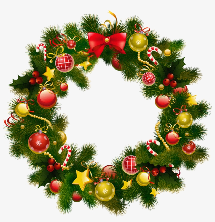 Wreath Photo Frame Clipart Png Background - Christmas Wreath Frame Png, transparent png