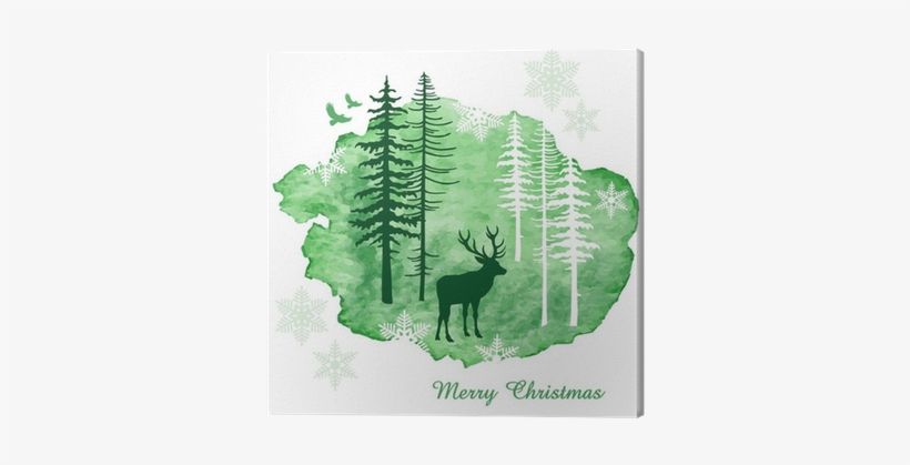 Watercolor Christmas Card, Vector Canvas Print • Pixers® - Watercolor Painting, transparent png