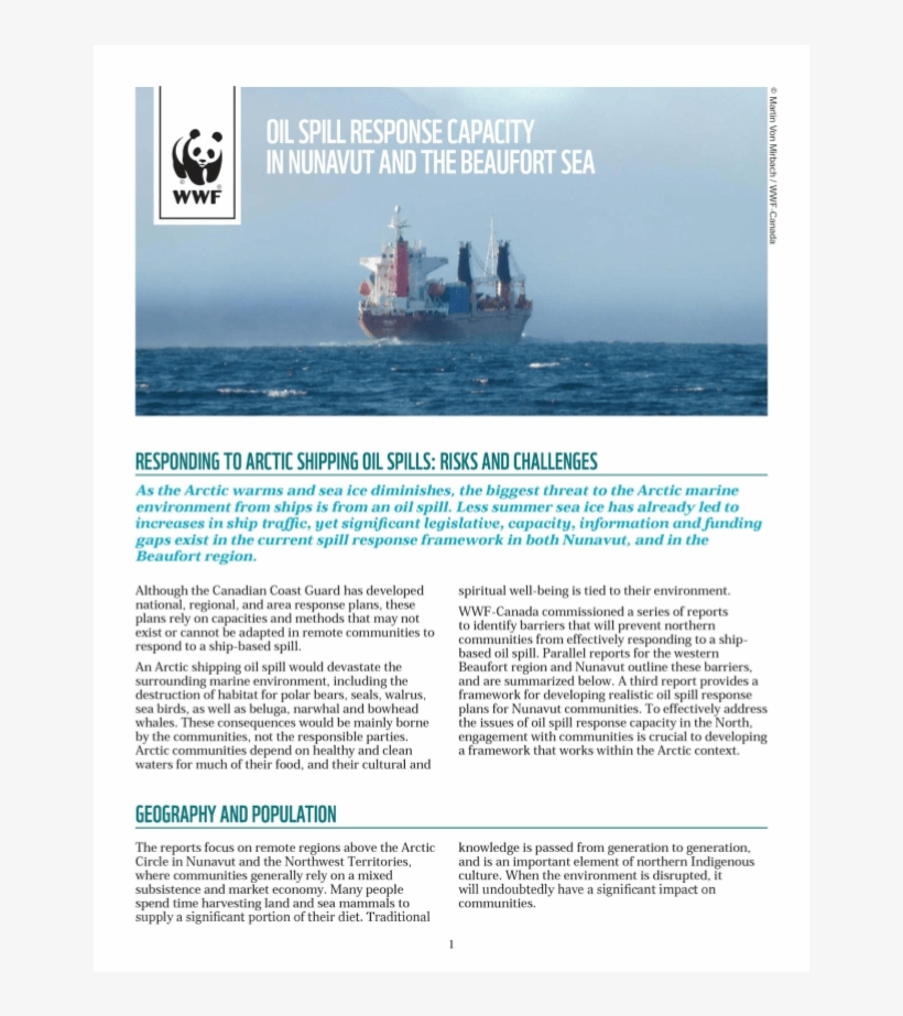 Oil Spill Response Capacity In Nunavut And The Beaufort - Brochure, transparent png