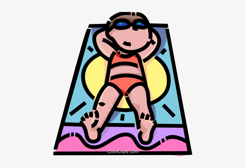 Girl Sun Tanning - Sunbathing Clipart Png, transparent png