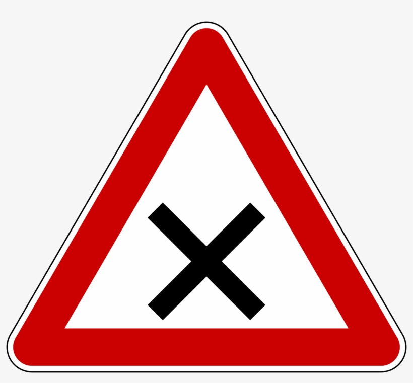 Traffic Sign Road Sign Shield - Two Way Traffic Across A One Way Road Sign, transparent png