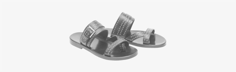 Black Leather Sandal With Eyelets Black Leather Sandal - Leather, transparent png