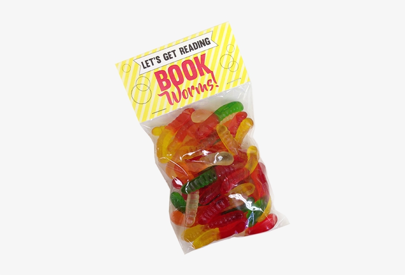 Book Worms Gummi Worm Treat Bag For Fresh Candy And - Gummy Worms Bag Png, transparent png