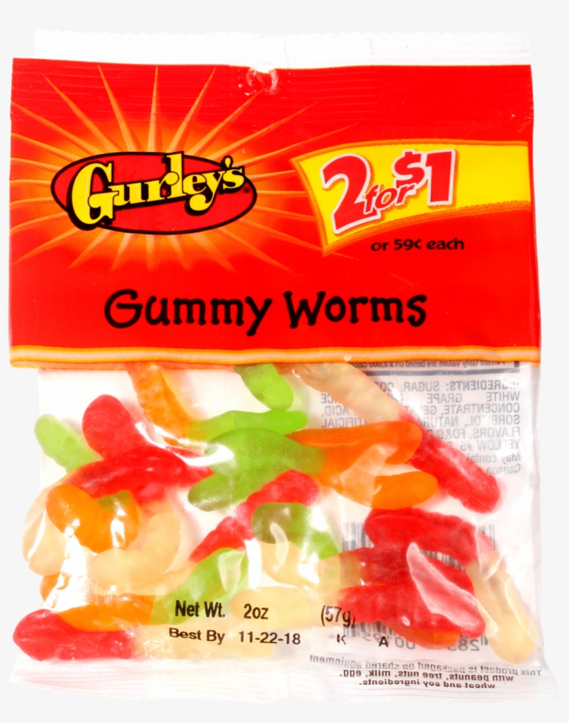 Gurley's Peg Pack Gummy Worms 2oz - Gurleys Foods Gummy Bears - 2.25 Oz., transparent png