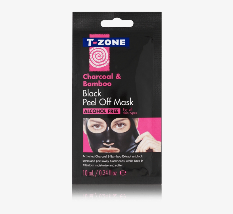 Black Peel Off Mask Sachet - T-zone Charcoal & Bamboo Nose Pore Strips 12s, transparent png
