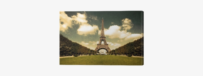 Grunge Sepia Photo Of The Eiffel Tower Canvas Print - Eiffel Tower, transparent png