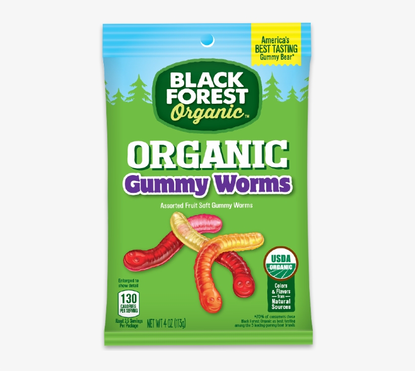 Black Forest Bf Organic Gummy Worms Peg 3 Oz - Black Forest Licorice Bites, transparent png