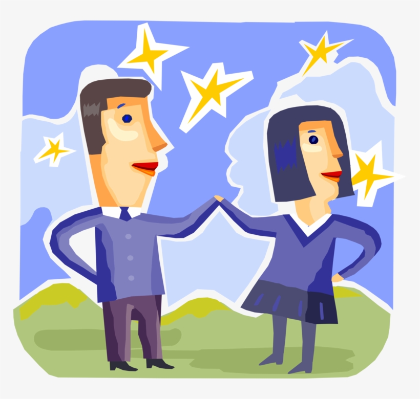 Vector Illustration Of Romantic Couple Announce Wedding - Cartoon, transparent png